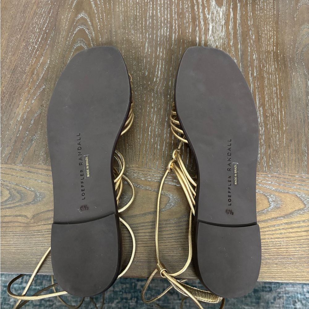Loeffler Randall Romy Gold Brown Strappy Sandals - Picture 6 of 6